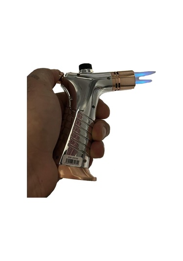 Çift Alevli Masaüstü Pürmüz Jet Çakmak Gümüş Metal