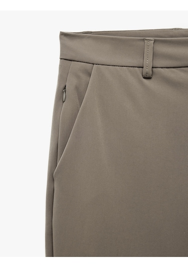 Koton Slim Fit Cep Detaylı Düğmeli Esnek Kumaş Pantolon Vizon 6wam40084hw Vizon