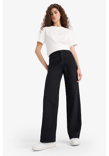 Defacto 90s Wide Leg Yüksek Bel Uzun Jean Pantolon E9125ax25aunm40 Siyah