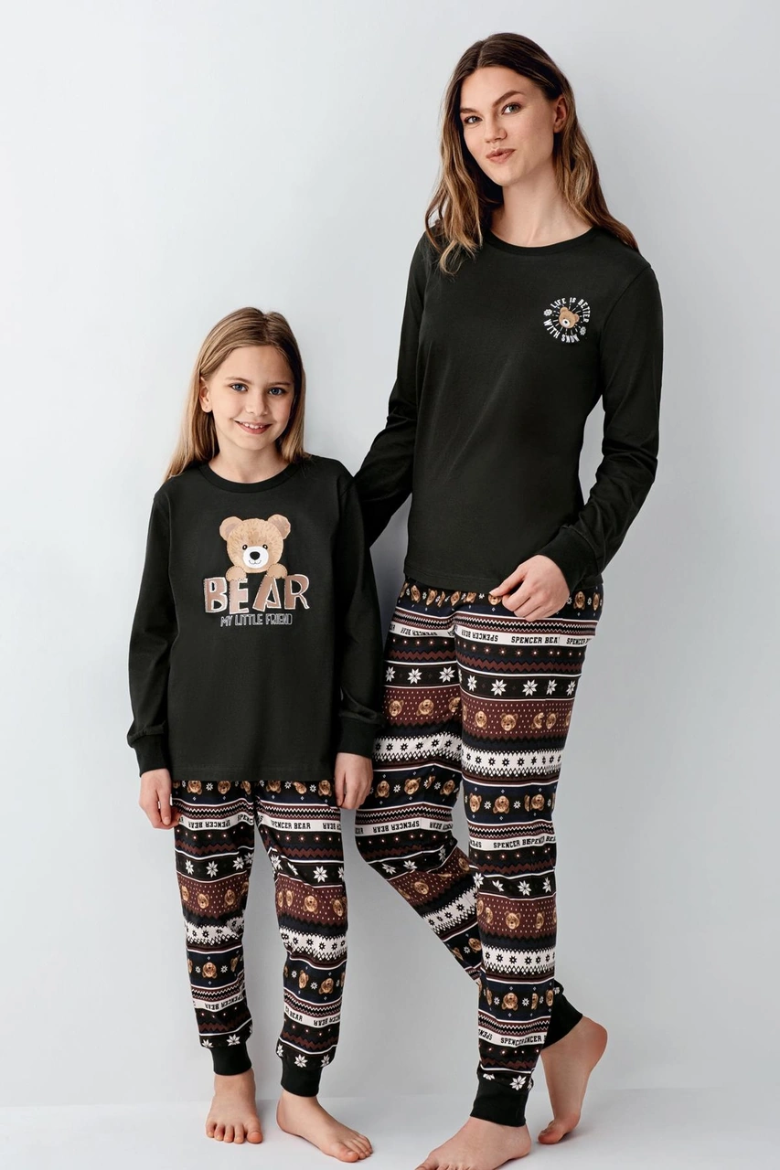 Arnetta Kız Çocuk Garson Aile Bear My Little Friend %100 Pamuklu 4 Mevsim Uzun Kollu Pijama Takım Füme Arnetta Kız Çocuk Garson Aile Bear My Little Friend %100 Pamuklu 4 Mevsim Uzun Kollu Pijama Takım Füme