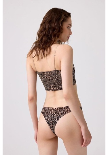 Basic Desenli Lazer Kesim Kadın Brezilya Külot 3'lü Paket-1 Çok Renkli 2 Çok Renkli