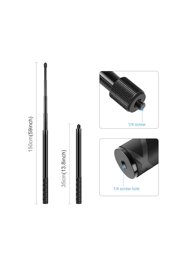 Sones Puluz 150cm Metal Selfie Çubuğu Monopod Insta360 One Rs / X2 / X3 / X4 İçin