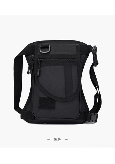 Youtek Siyah Deri Filmi Outdoor Çok Amaçlı Bacak Çantası - Bisiklet, Taktik, Spor, Luya Balıkçılığı - 20l Altı Siyah