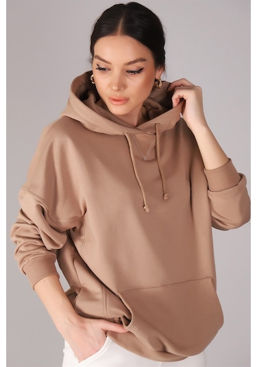 Sweetness Kadın Bej Kapüşonlu Sweatshirt Bej
