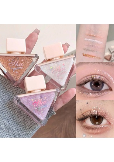 Elmas Köpüklü Sıvı Göz Farı Sedefli Pembe Tek Renkli Glitter Göz Farı Su 02 6.5ml 01