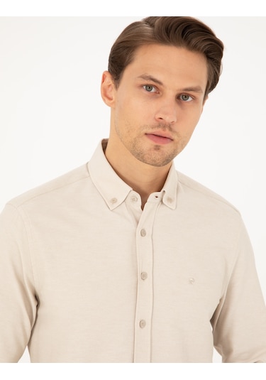 Pierre Cardin Erkek Bej Gömlek Desenli 50297998-vr011 Bej