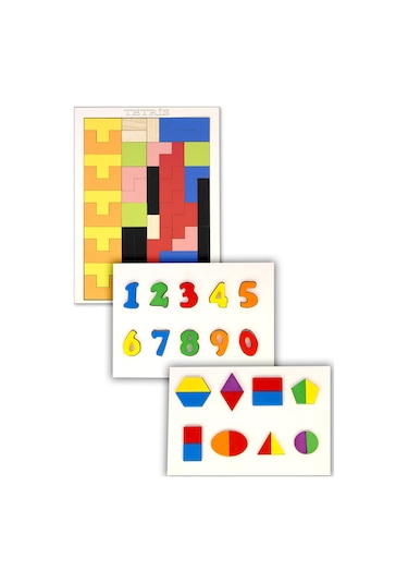 CapellaWoodWorks Ahşap Puzzle  3'lü Oyun Seti