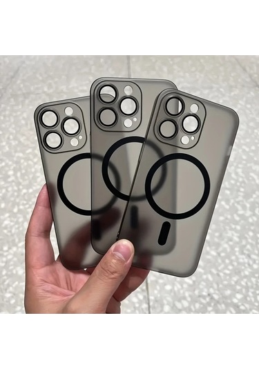 Fochsia iPhone Uyumlu 14 Pro İçin Mat Manyetik Şeffaf Kasa Pc Sert Kapak Kablosuz Şarj