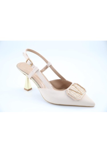 Feles 077-1183-15 Krem Kadın Topuklu Ayakkabı Krem