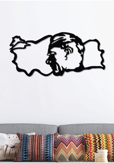 Gowpenart Atatürk Büstlü Türkiye Haritası Siyah Metal Duvar Tablo