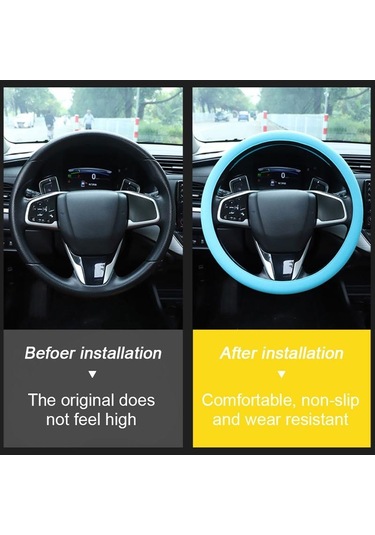 Siyah Seametal Silikon Araba Direksiyon Kılıfı Kaymaz Aşınmaya Dayanıklı Silikon Koruyucu Tekerlek Araba Aksesuarları