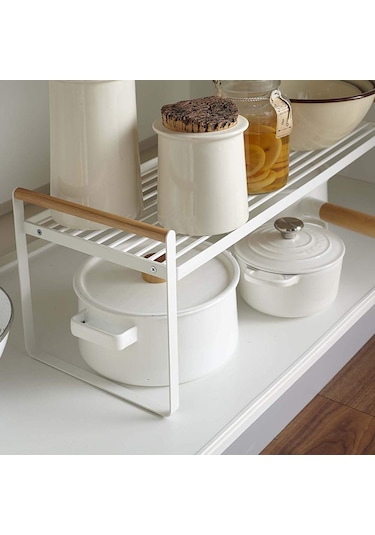 Maiyame Büyük Boy Siyah Yüksek Konfigürasyonlu Mutfak Dolabı İçin Katlı Tabak, Baharat, Tencere Depolama Rafı - Çift Ve Tek Katlı Bölücü Separator Siyah