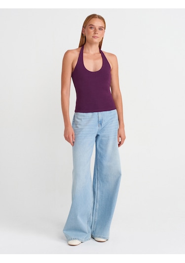 Dilvin 21052 Halter Yaka Top-mor Mor