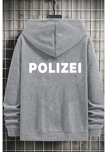 Polizei Sırt Baskılı Sweatshirt Gri