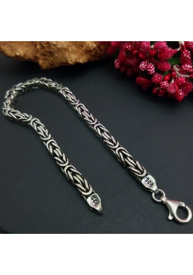 925 Ayar Gümüş Kare Kral Bileklik 5  Mm