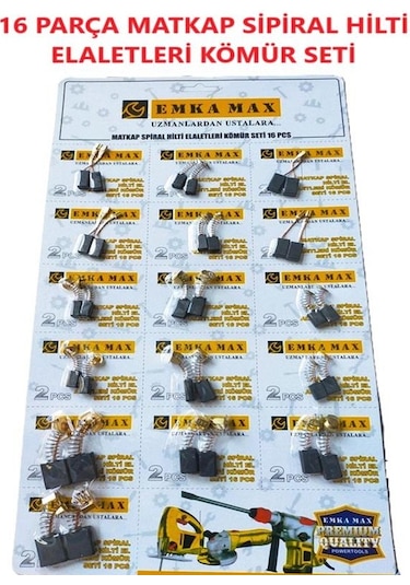 Matkap Sipiral Hilti El Aletleri Kömür Seti 16 Parça Matkap Kömürü Set Tamir Tadilat
