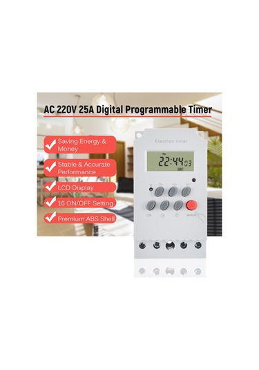 Ac 220v 25a Dijital Programlanabilir Zamanlayıcı Din E13456