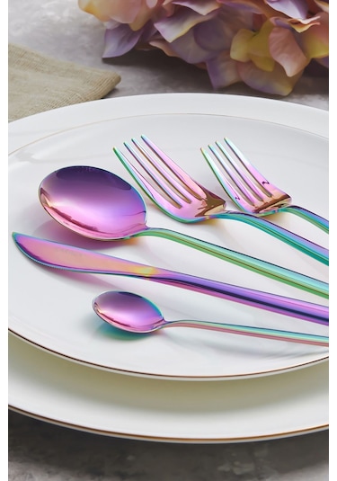 Karaca  Orion Çok Renkli 6 Kişilik 30 Parça Çatal Kaşık Bıçak Takımı