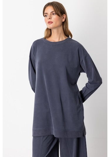 On Kadın Sıfır Yaka Tunik 64308 Lacivert Lacivert