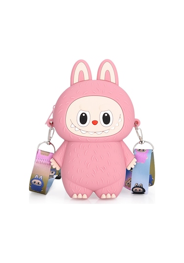 Snapbuy Silikon Bozuk Para Çantası, Labubu Şekilli Çocuk Cüzdanı Pembe