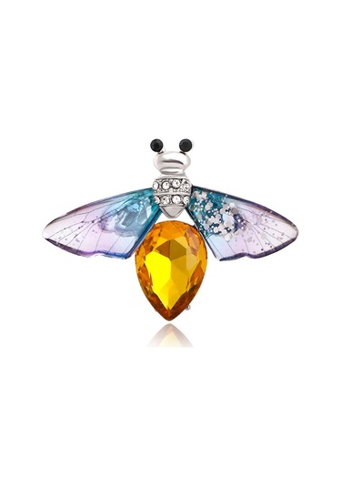 Padalink Mücevherli Yengeç Desenli Broş - Yüksek Kaliteli Alaşım Ve Parlak Taşlı Giyim Dekorasyonu Yncp6120 Mavi Mavi