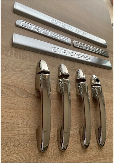Egea Cross Uyumlu Krom Kapı Kolu Ve Kapı Eşiği Seti Paslanmaz Çel