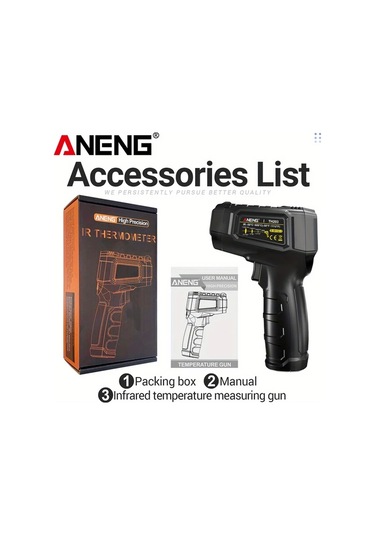 Boatshop1 Aneng Th203 Siyah Endüstriyel Kızılötesi Termometre Higrometre -50 600 Lazer Hedefleme Lcd Ekran Yüksek Hassasiyet