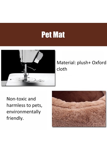 Vkemall Kedi Köpek Yatağı Matı - Yıkama Kolay, Konforlu Ve Isınak - Plüsh + Oxford Kumaş - Kahverengi - Orta Boy 5 Kg'a Kadar Evcil Hayvanlar İçin