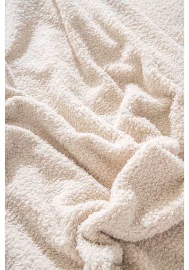 Bej Valencia Sherpa Çift Kişilik Peluş Battaniye Bej