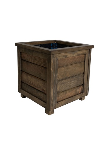 Kaf Ahşap Dekoratif Ahşap Saksı / Kahverengi