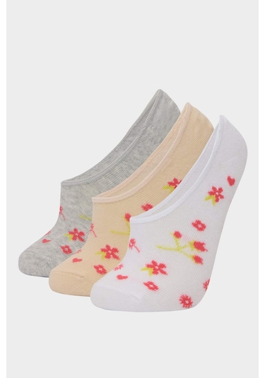 DeFacto Kadın 3'lü Pamuklu Babet Çorap E2033AXNSKR1