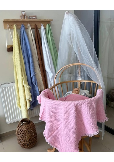 Bebekler İçin Çok Amaçlı Müslin Örtü 100x100 Cm - Pembe