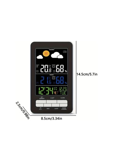 Motion003 1 Hava İstasyonu Dış Mekan Sensörlü Siyah Büyük Lcd Ekran İç Dış Sıcaklık Nem Basınç Hava Tahmini