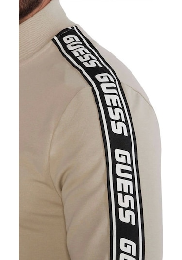 Guess Erkek Full Fermuarlı New Arlo Sweatshirt Bej