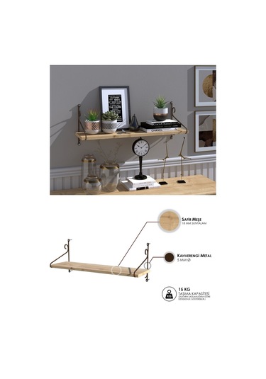 Decormet Seramoni Raf Seti 1 Raflı 200 720 Safir Meşe-malib Ahşap