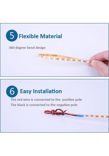 Wondernest 5 Adet Normalde Açık 45 Led 3528 Smd Su Geçirmez Esnek Araba Şerit Işığı, 12v, 45cm, Araba Dekorasyonu Diğer