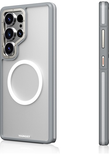 Galaxy S25 Ultra Kılıf Magsafe Uyumlu Youngkit Rock Sand Serisi Kapak Gri