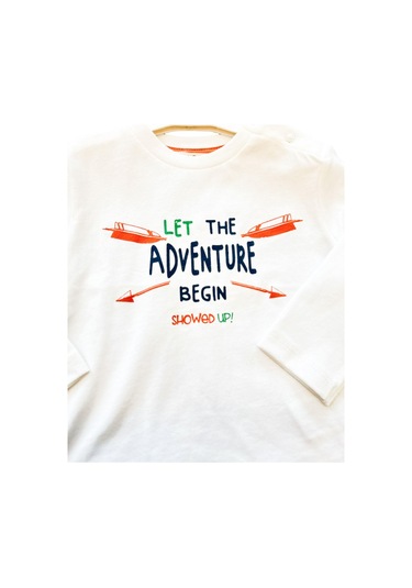 Çikoby Erkek Bebek Adventure Baskılı Pamuk Bluz-13713-ekru Ekru