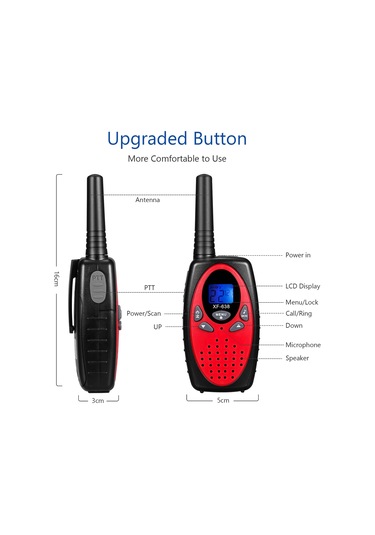 Tenfowee Erkek-çocuk İçin Kablosuz Konuşur, 8 Kanal, 0.5w, Otomatik Gürültü Azaltma, Outdoor Aktivitelere Uygun, Kırmızı, Avrupa Versiyonu