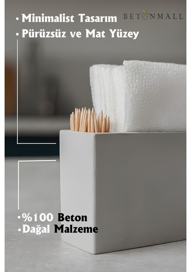 El Yapımı Beton Gri Alçı Peçetelik Minimal Masa Ve Mutfak Dekoru Kafe & Bar İçin Beton Gri