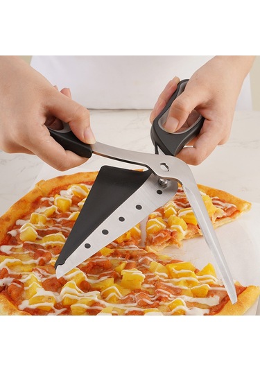 Skycity Çift Fonksiyonlu Çıkarılabilir Pizza Kılıfı Ve Kırıcı, Paslanmaz Çelik Mutfak Aleti, Ev/restoran Kullanıma Uygun Siyah-gri Diğer