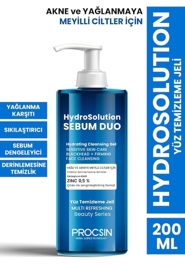 Procsin Hydrosolution Akne Karşıtı Yağ Dengeleyici Yüz Temizleme Jeli 200 ML