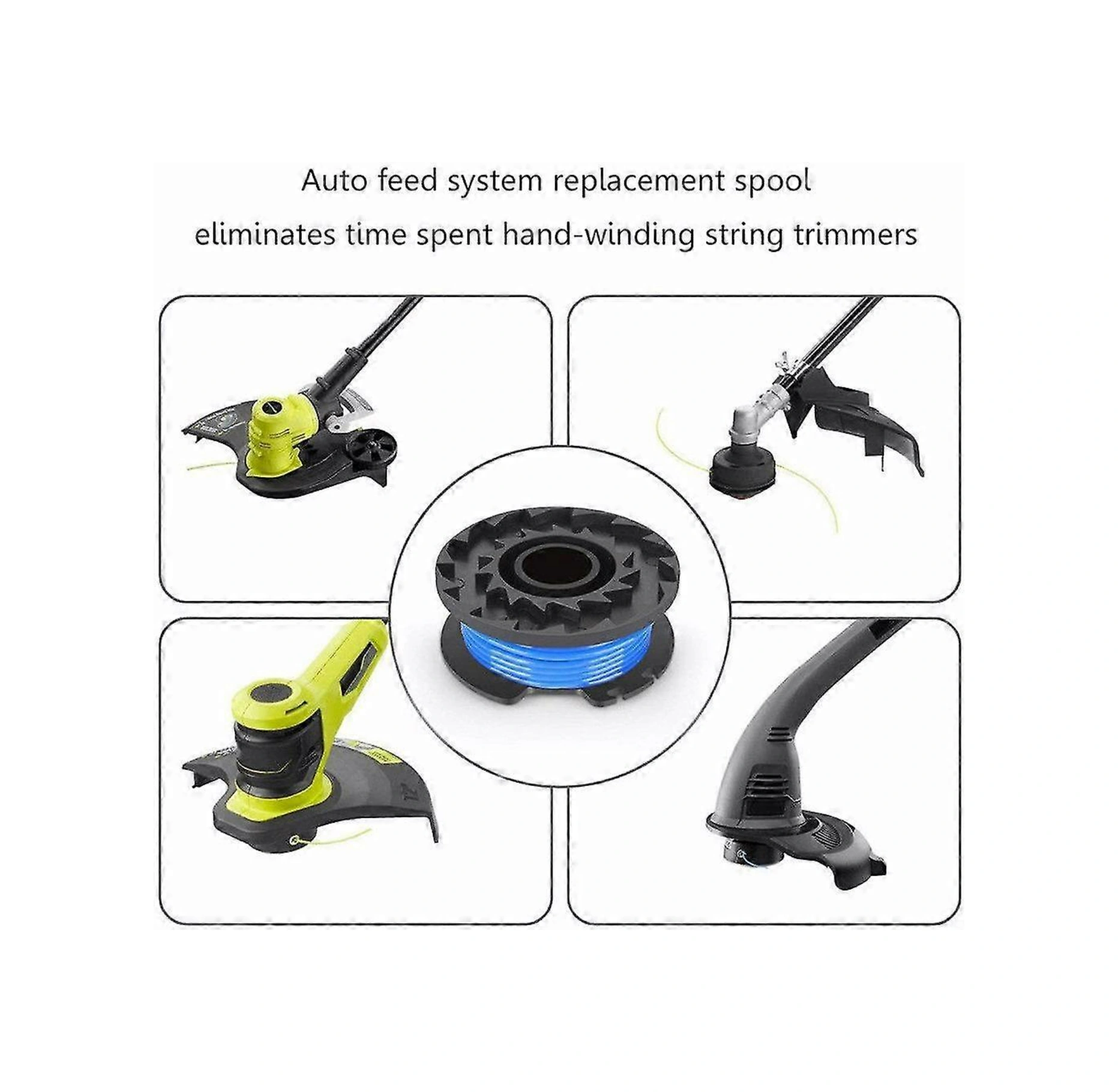 Yuntech01 Ryobi Ac14rl3a Elektrikli Bıçak Makinesi İçin 6 Adet Değişim Bobin Seti - 3.3m X 1.65mm Nilon Teli, Otomatik Besleme, 18v/24v/40v Uyumlu