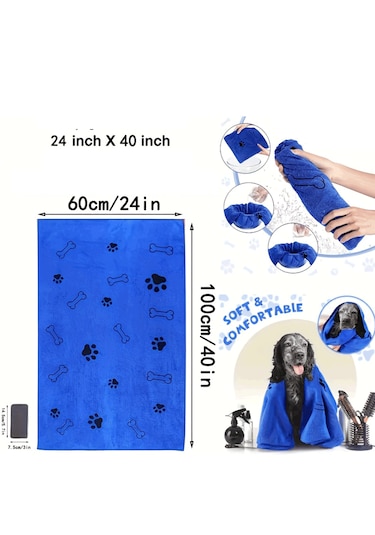 Ecronicword 4'lü Paket Evcil Köpek Banyo Havlusu Emici Çabuk Kuruyan Yumuşak