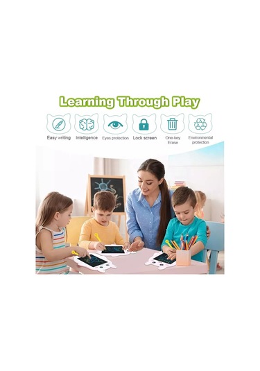 Tavşan Şekilli Çocuklar 8.5 İnç Lcd Çizim Pedi Küçük Çocuklar Kızlar Karalama Yazma Tableti Kilit Fonksiyonlu El Yazısı Tahtası Tek Tıkla Silme