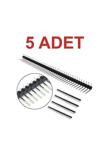 5 Adet 1x40 Erkek Header 90 Derece 40 Pin 2.54mm Standart Boy Rodevino