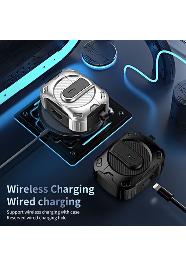 Airpods Uyumlu Pro Lock Darbeye Dayanıklı Bluetooth Kulaklık Koruyucu Kılıf İçin Siyah - Mor