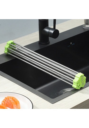 Suofeng 304 Paslanmaz Çelik Drenaj Rafı Lavabo Rafı Katlanır Raf Tabak Sofra Takımı Depolama Rafı Gri / 15 Tüp 47 30cm Hom-sf Gri