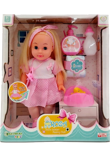 Altını Islatan Masal Anlatan Biberon ve Emzikli 32 CM Roza Bebek