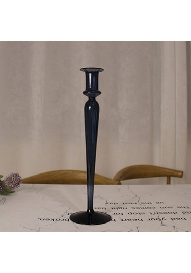 Suntek Cam Mumluk Standı Şamdan Dekor Yemek Noel 9.5x32cm Siyah
